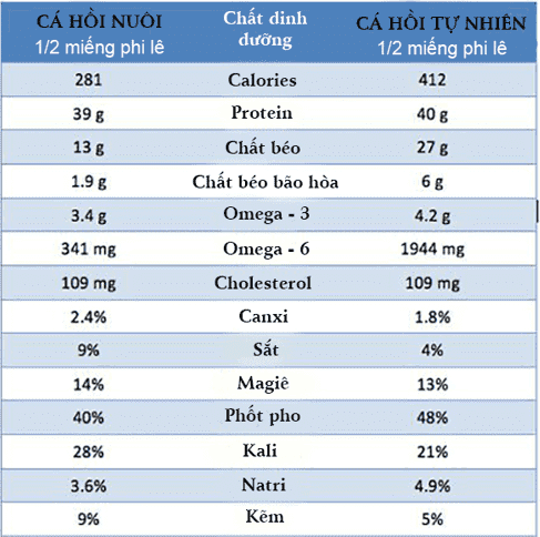Cá hồi tự nhiên và cá hồi nuôi