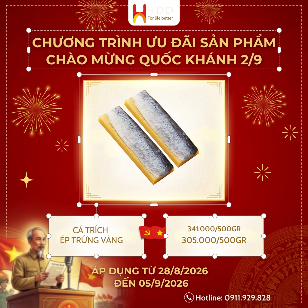 Cá trích ép trứng vàng ưu đãi đại lễ 2/9