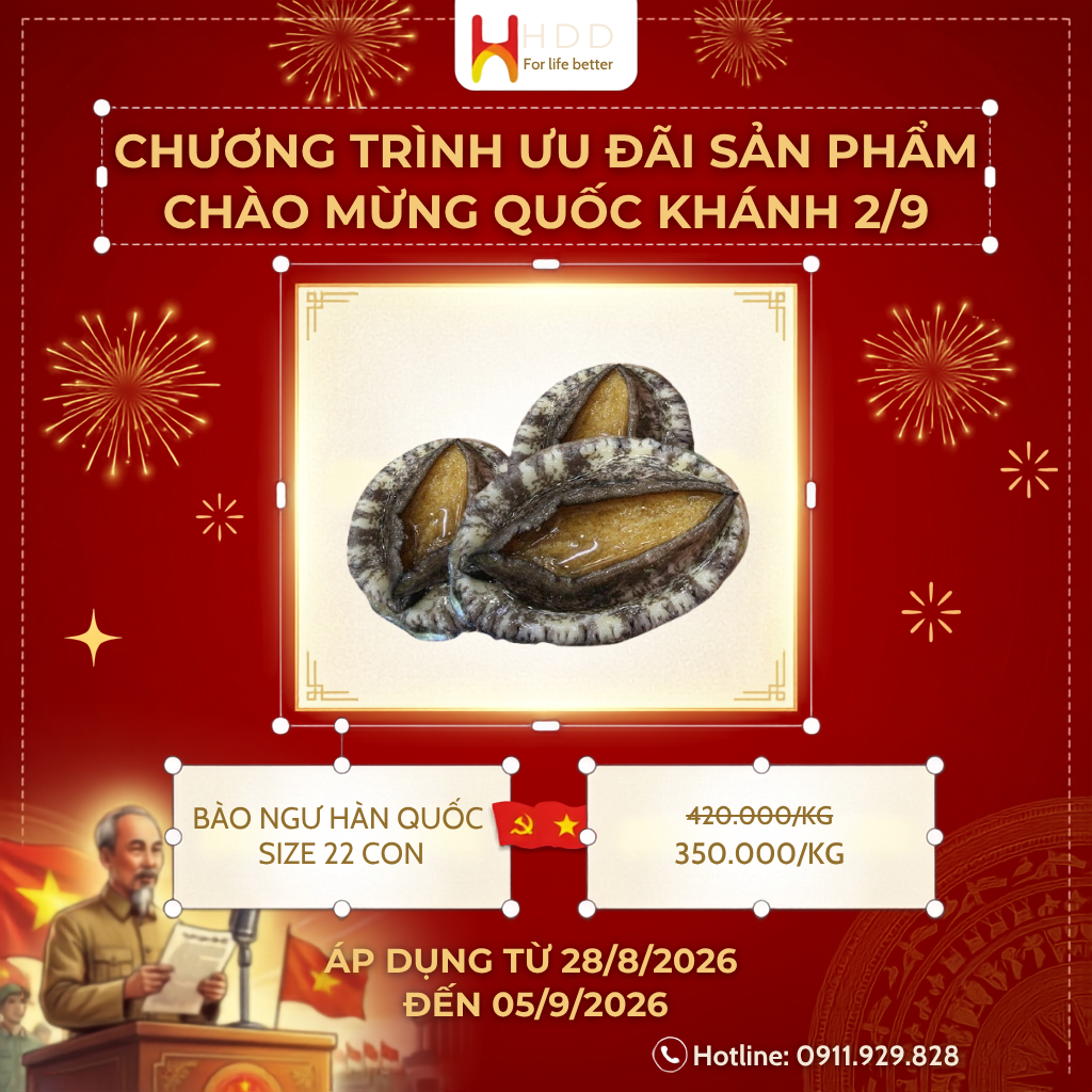 Bào ngư Hàn Quốc giảm giá mừng Quốc khánh